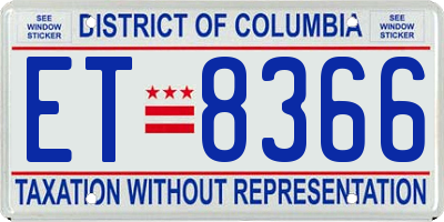 DC license plate ET8366