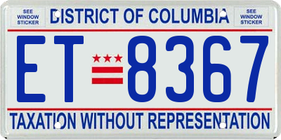 DC license plate ET8367