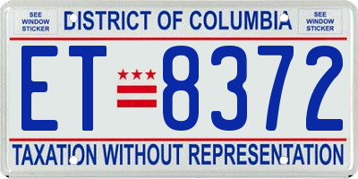 DC license plate ET8372