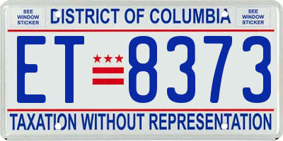 DC license plate ET8373