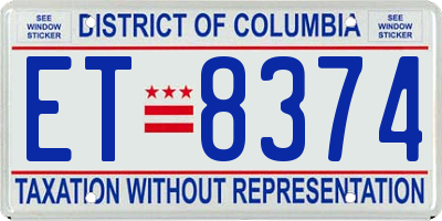 DC license plate ET8374