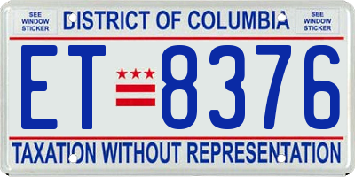 DC license plate ET8376