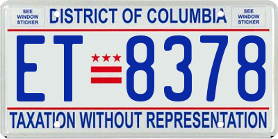 DC license plate ET8378