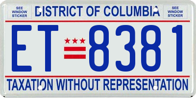 DC license plate ET8381