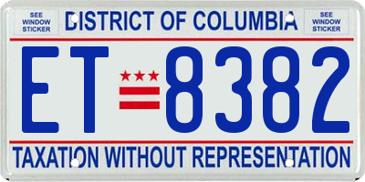 DC license plate ET8382