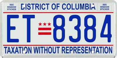 DC license plate ET8384