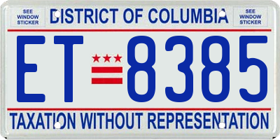 DC license plate ET8385