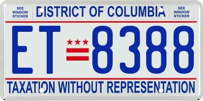 DC license plate ET8388