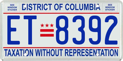 DC license plate ET8392