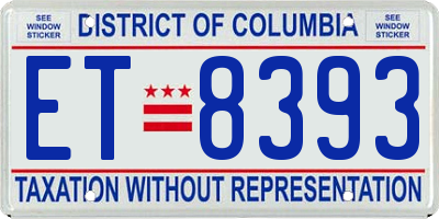 DC license plate ET8393