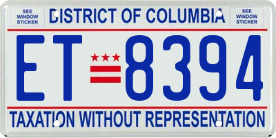 DC license plate ET8394