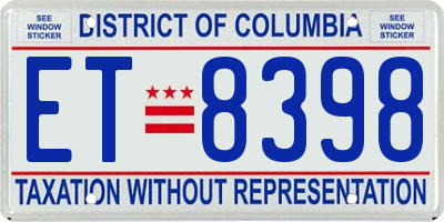 DC license plate ET8398