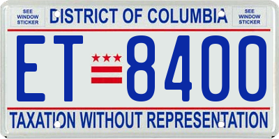 DC license plate ET8400