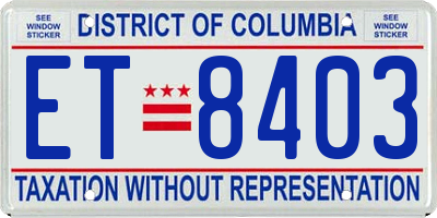 DC license plate ET8403