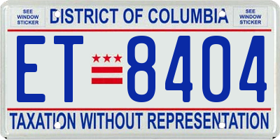 DC license plate ET8404