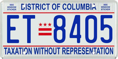 DC license plate ET8405