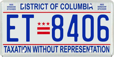 DC license plate ET8406