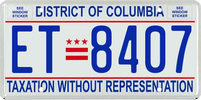 DC license plate ET8407