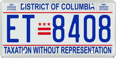 DC license plate ET8408