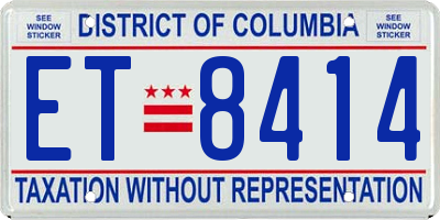 DC license plate ET8414