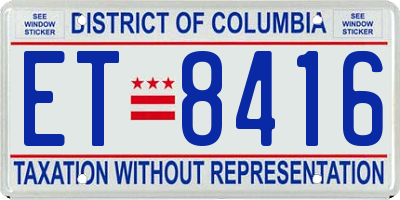 DC license plate ET8416