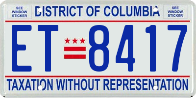 DC license plate ET8417