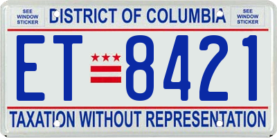 DC license plate ET8421