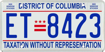 DC license plate ET8423