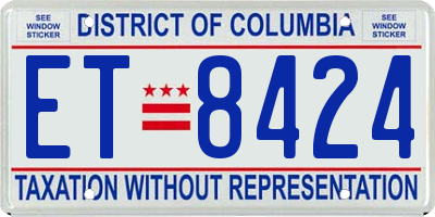 DC license plate ET8424