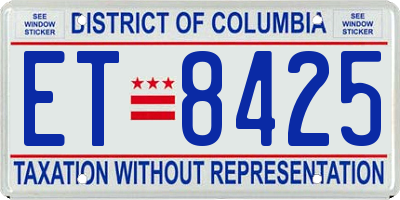 DC license plate ET8425