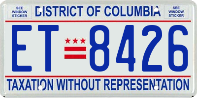 DC license plate ET8426