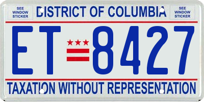 DC license plate ET8427