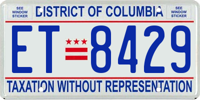 DC license plate ET8429