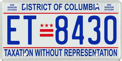 DC license plate ET8430