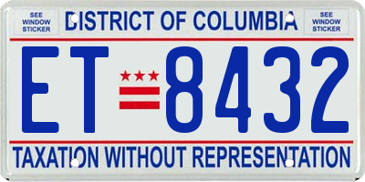 DC license plate ET8432
