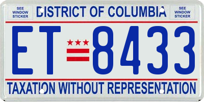 DC license plate ET8433