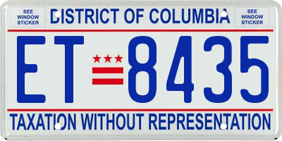 DC license plate ET8435