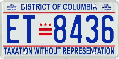 DC license plate ET8436