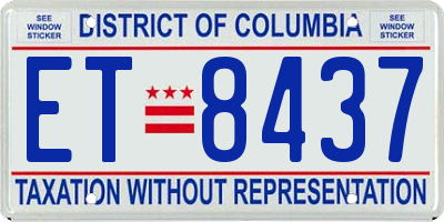 DC license plate ET8437