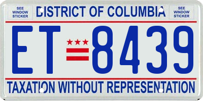 DC license plate ET8439