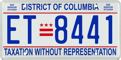 DC license plate ET8441
