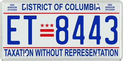 DC license plate ET8443