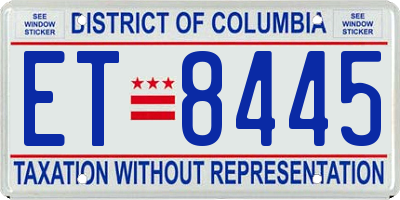 DC license plate ET8445