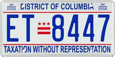 DC license plate ET8447