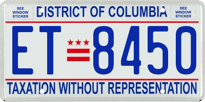 DC license plate ET8450
