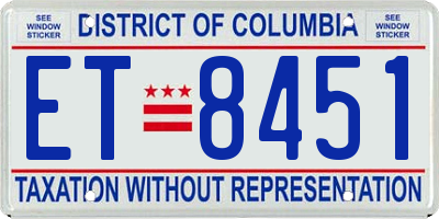 DC license plate ET8451