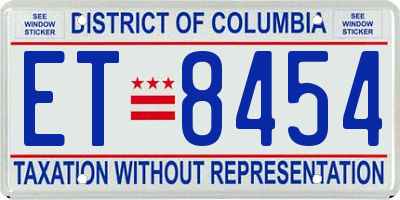 DC license plate ET8454