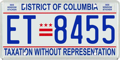 DC license plate ET8455