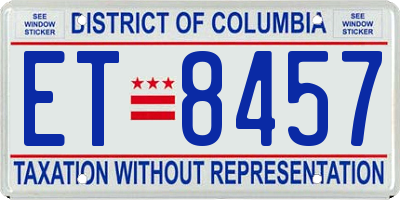 DC license plate ET8457