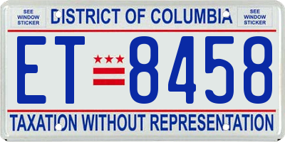 DC license plate ET8458